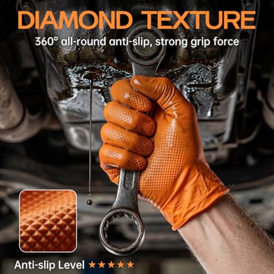Sarung Tangan Nitril Oranye HE - Nitrile Mechanic Glove ulasan dan harga