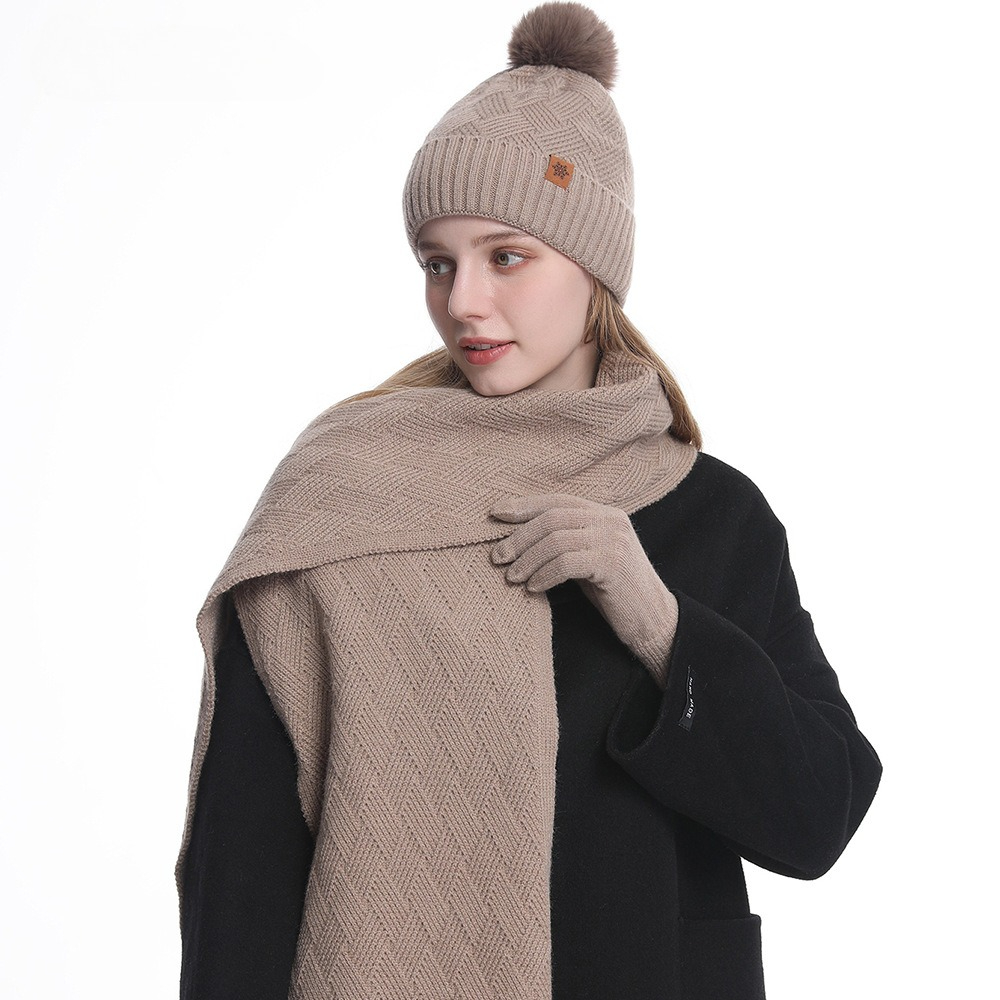 Set Tiga-in-Satu Topi Rajut Be - Wool Glove Lined ulasan dan harga